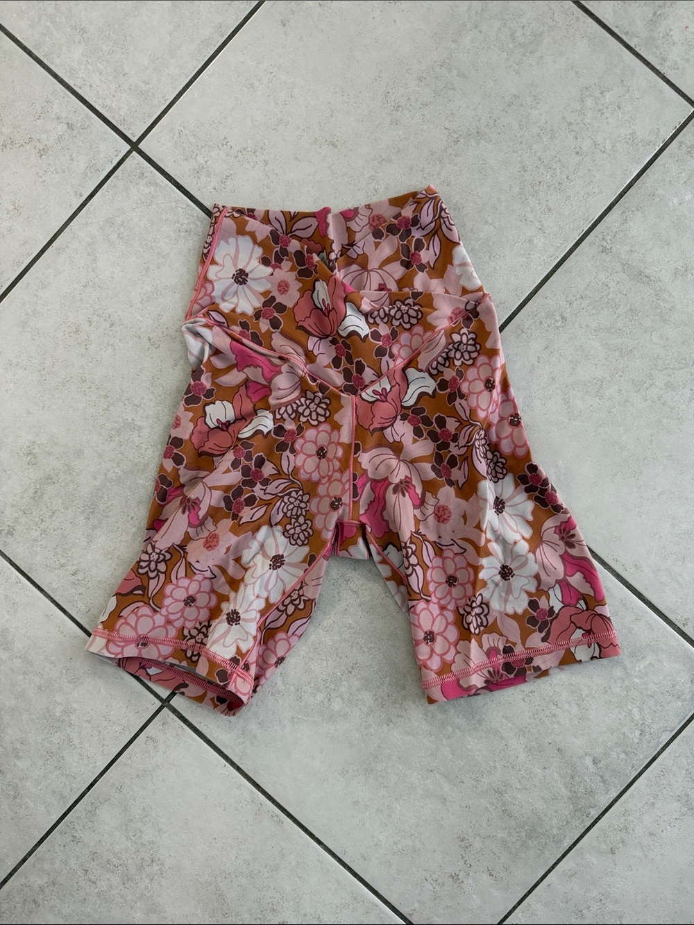 Aerie Women’s Floral Pink & Brown Workout Shorts